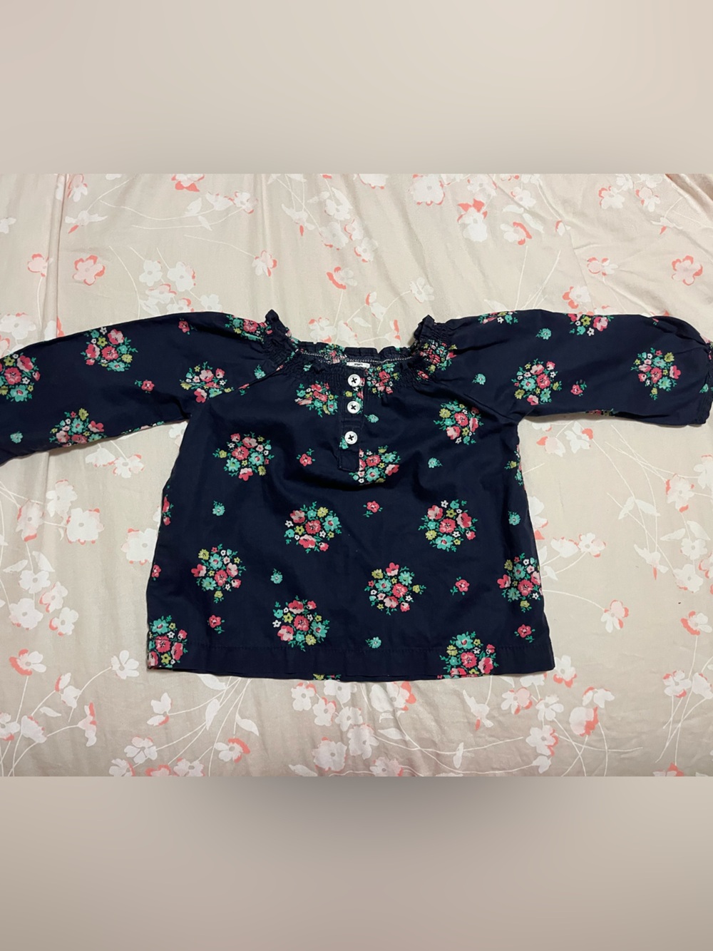 Carter's Navy Floral Long-Sleeve Peasant Top